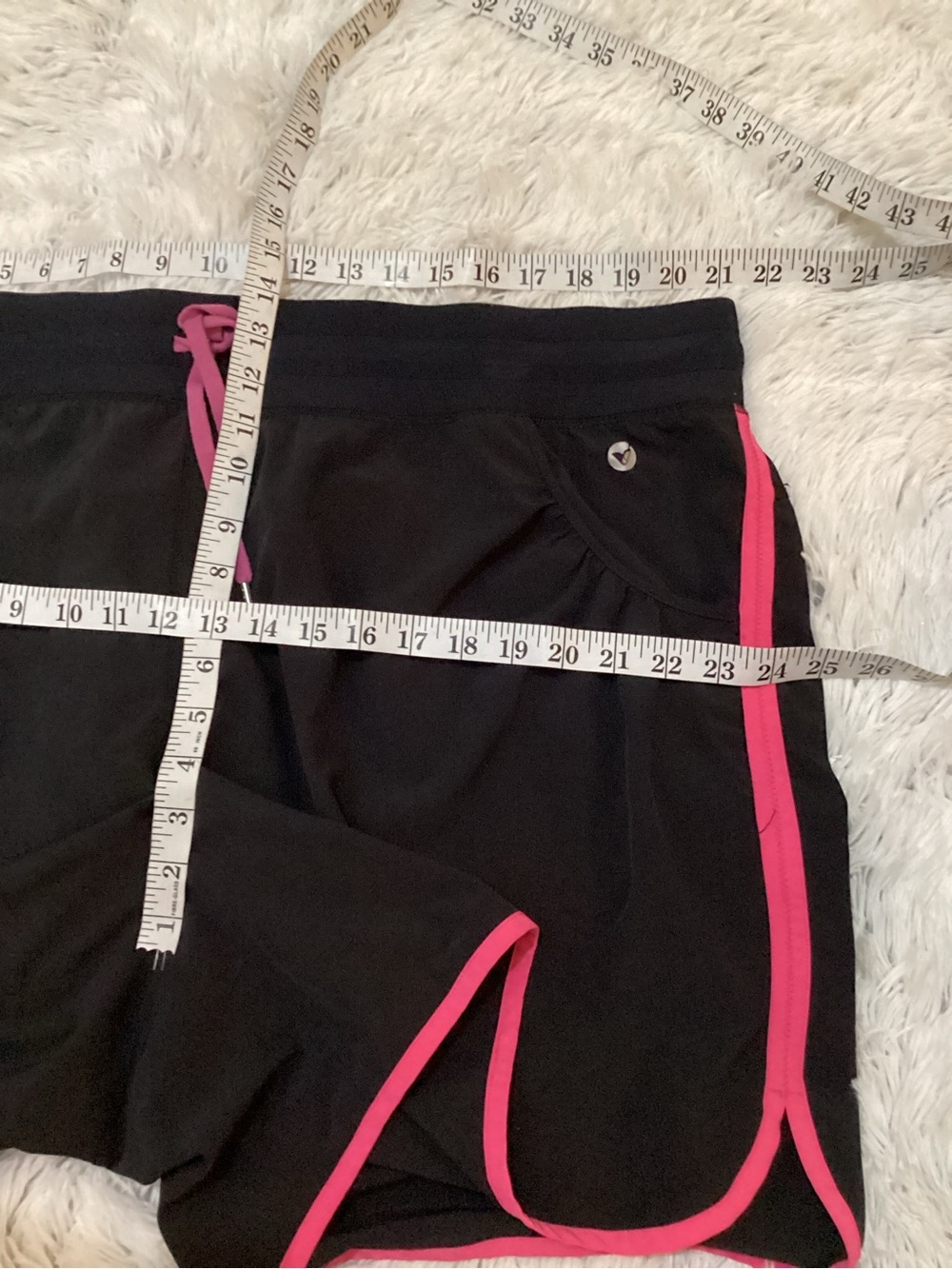 Vogo Active Shorts Plus Size 22/24 Black Pink Trim Athletic Running Lounge - Picture 10 of 11